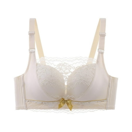 SMihono Women s Unlined Minimizer Bra Full Coverage Deep V Wirefree Push-Up Bralette Lace Everyday Mesh Embroidery Bras White S