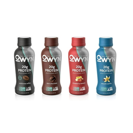 Shapes Variety Pack OWYN 100% Plant-Based Vegan Allergen-Friendly Protein Shake - 4 Flavor Variety Pack - 12 oz Bottles (Pack of 12) ()