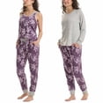 thumbnail image 4 of Karen Neuburger Women's 3-Piece Printed Soft Pajama Lounge Set (Purple, XXL), 4 of 4