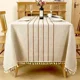 thumbnail image 3 of Mantel Rectangular resistente a las arrugas, impermeable, lavable, cubierta de mesa de granja con borlas, 3 of 5
