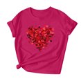 thumbnail image 7 of mihongmao Valentine Short Sleeve Tops for Women Short-sleeved Crew-neck Pullover Casual Valentine's Day Hot Pink S, 7 of 7