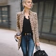 thumbnail image 4 of Coduop Lady Casual Slim Solid Suit Blazer Jacket Coat Outwear Women Leopard S-5XL, 4 of 6