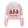 thumbnail image 2 of Christmas Hoodies for Girl 2025 Long Sleeve Cute Christmas Tree Graphic Cropped Hooded Sweatshirt Pullover Tops, 2 of 5