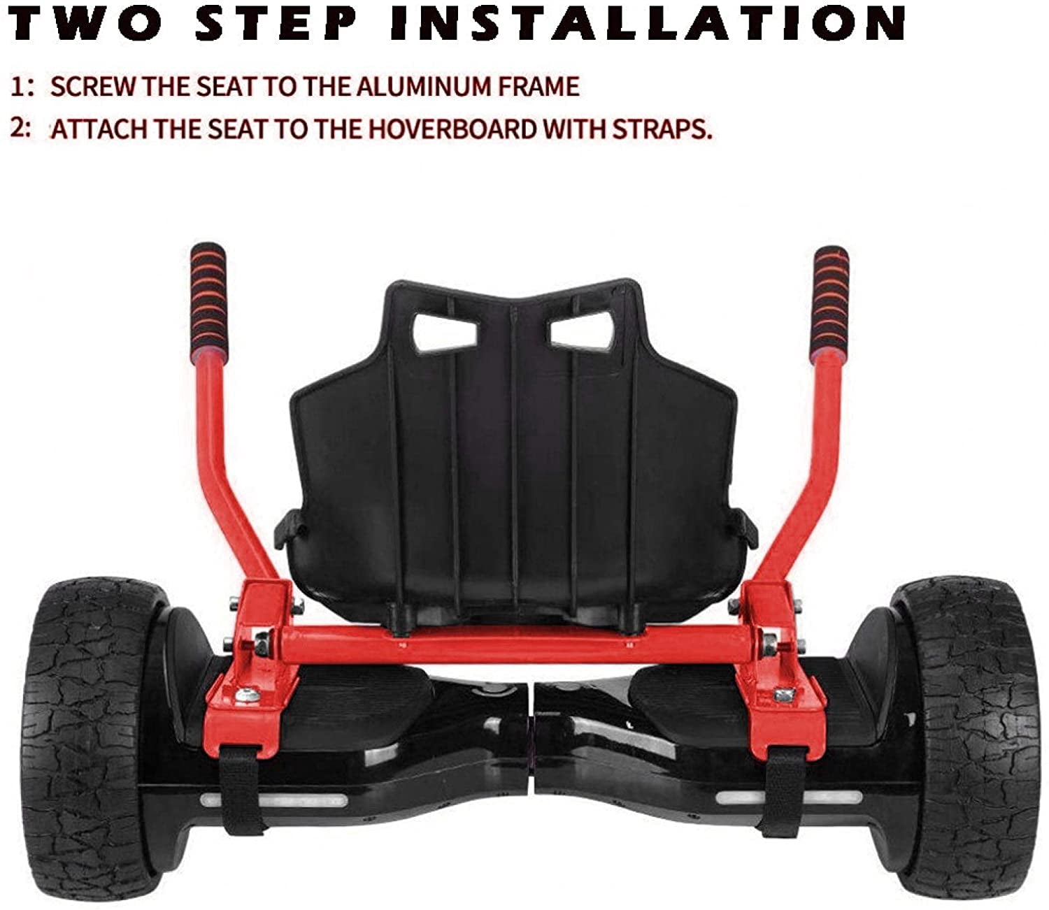HoverTech 1 Go Cart Adjustable Seat Attachment for 6.5" Hover-Board Buggy - Red