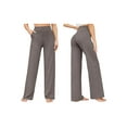 thumbnail image 3 of Wide Leg Pants Woman High Waist Yoga Pants with Pockets Loose Stretch Work Sweatpants Casual Lounge Brown M, 3 of 7