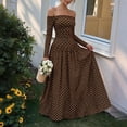 thumbnail image 5 of Dpjklzsn Women's Off The Shoulder Long Sleeve Maxi Dress Polka Dot Smocked Waist Flowy A Line Cocktail Dress, 5 of 6