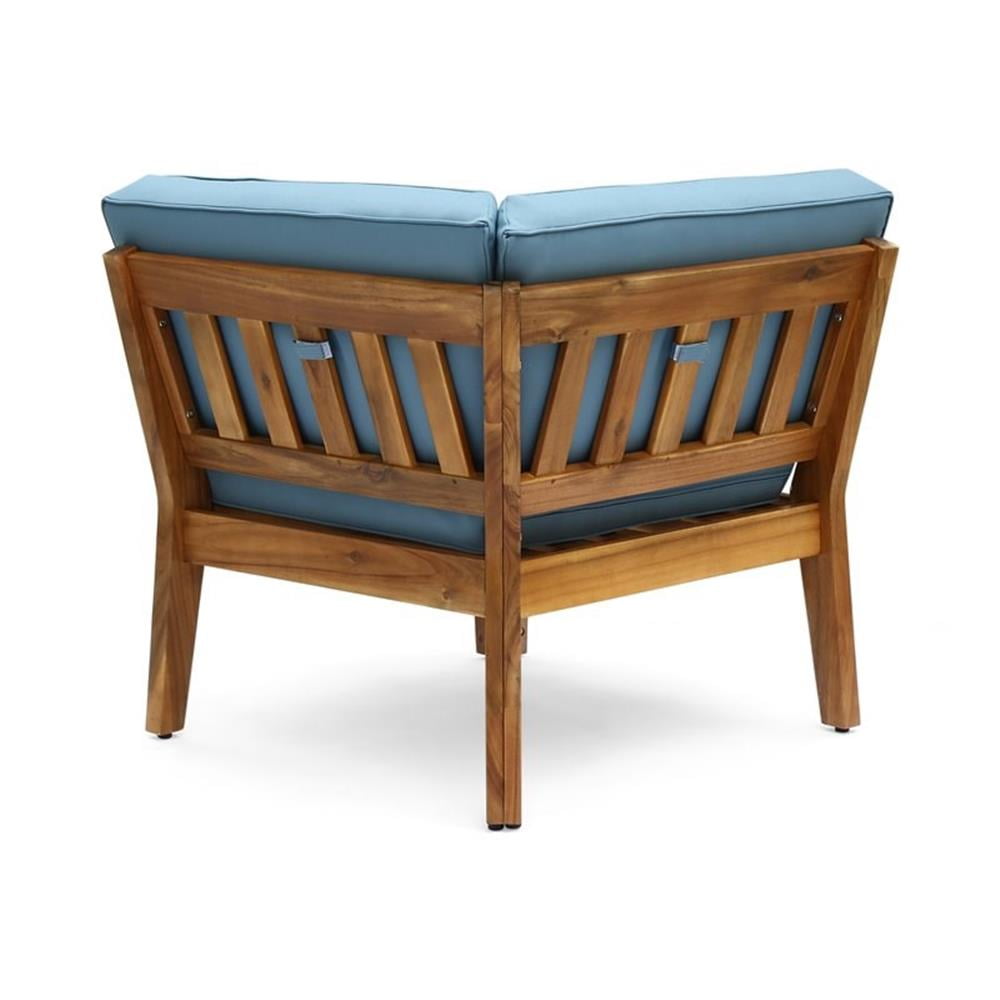 Wilcox Outdoor 12 Piece Sectional Sofa Set with Cushions, Teak, Blue