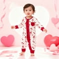 thumbnail image 2 of Tisuna Full Zip Up Romper For Girls Boys Heart Print Long Sleeve Crew Neck Bodysuit Cute Comfortable Baby Kids Valentine'S Day Outfits Red Size 6-12 Months, 2 of 6