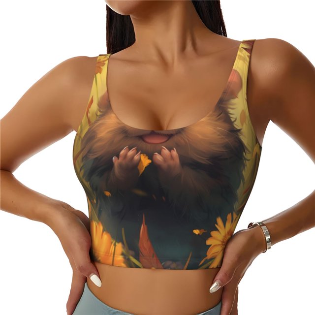 Balery Cute Sunflower Guinea Pig Sujetadores deportivos con espalda cruzada para mujer, acolchados, sin costuras, de alto impacto, ideales para yoga, gimnasio, entrenamiento y fitness.-XX-Large