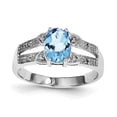 thumbnail image 1 of Primal Silver Sterling Silver Rhodium Light Swiss Blue Topaz and Diamond Ring, 1 of 4