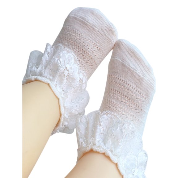 Gureui Kids Infant Baby Girls Christmas Cute Lace Socks,Solid Color Soft Elastic Ruffled Anklet Princess Socks