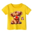 thumbnail image 4 of Toddler Girls T-Shirts Summer Cartoon Cow Printing Round Neck Short Sleeve Multicolor Tee Children Girls Comfort Style Athleisure Playtime And Outdoor T-Shirts，10 -12 Years, 4 of 4