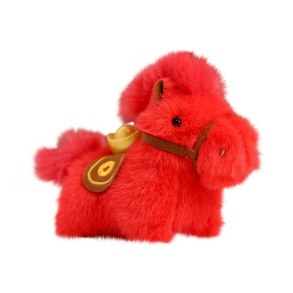2026 Year of The Horse Plush Doll, Lucky Horse Stuffed Animal Toy with Gold Bars, Spring Festival Zodiac Animal Souvenir Mascot Doll for Chinese New Year Festival Party
