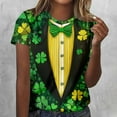 thumbnail image 2 of Ayolanni Short Sleeve Women's Tops Graphic Yellow St.Patrick's Day Funny Clover Print Loose Casual Tees Women T Shirts L, 2 of 5