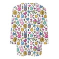 thumbnail image 4 of lcziwo Saving Sales Plus Size Sweaters for Women Easter 3/4 Length Sleeve Shirts Fashion Eggs Graphic Tees Tops Casual Round Neck Pullover Blouse Multicolor XXL, 4 of 6