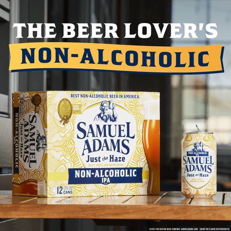 Samuel Adams Just The Haze Non-Alcoholic IPA Craft Beer, Alcohol Free, 6 Pk, 12 fl oz Aluminum Cans