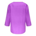 thumbnail image 4 of HAPIMO Women's Trendy Loose Basic Tops Tunic Summer Tees Solid Color 3/4 Sleeve Half Button Pullover Elegant Casual Relaxed Blouses for Teen Girls Purple S, 4 of 5