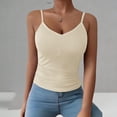 thumbnail image 6 of Bixock Women Built-in Bra Tank Tops Wirefree Solid Color V Neck Cami Top Sleeveless T Shirts Bras With Padded Cups Casual Daily Wear Bras, 6 of 7