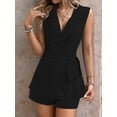 thumbnail image 5 of Women Dressy Summer Outfits Wrap V Neck Blazer Vest Shorts Two Piece Sets Business Casual Outfits, 5 of 8
