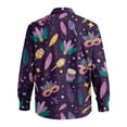 thumbnail image 6 of LNZGNM Mardi Gras Outfits for Men Lapel Mask Printed Button Up Shirt Plus Size Long Sleeve T-Shirts Stylish Carnival Outfits,Dark Purple XL, 6 of 6