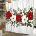 thumbnail image 3 of Tchckioa Red and White Floral Shower Curtain,Hooks Top Waterproof Bath Curtain for Bathroom,72x84 Inch, 3 of 6