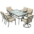thumbnail image 1 of Gymax 7PCS Cushioned Outdoor Dining Set Patio Furniture Set w/ 2 Swivel Chairs, 1 of 7