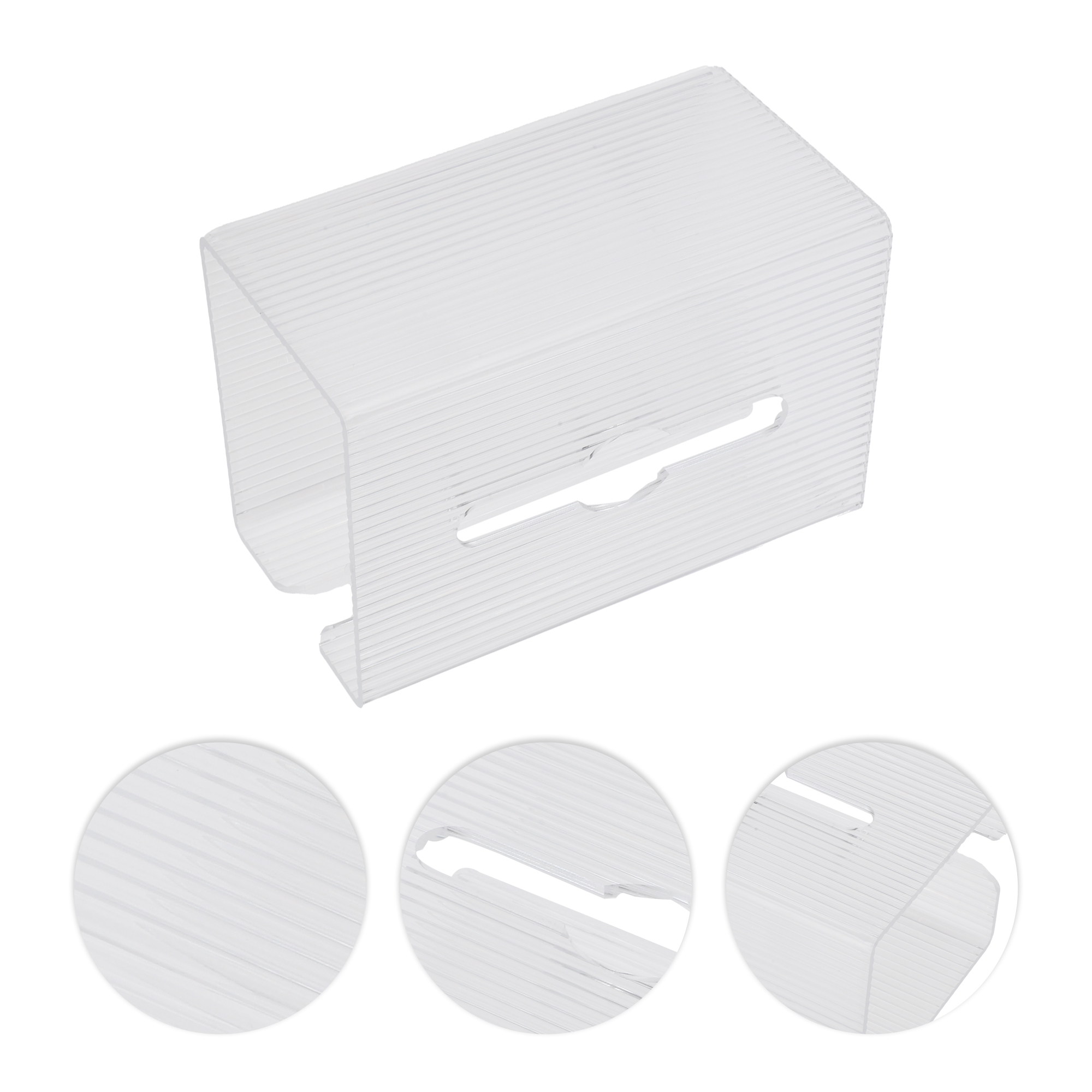 Unique Bargains 1 Pc Vertical Lines Pattern Tissue Box Cover Clear Small