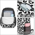 thumbnail image 4 of Black and White Leopard Print Pattern 17" School Backpacks for Teens,Waterproof Oxford Fabric,S-Shape Padded Straps for School,Travel,Hiking,Camping, 4 of 6