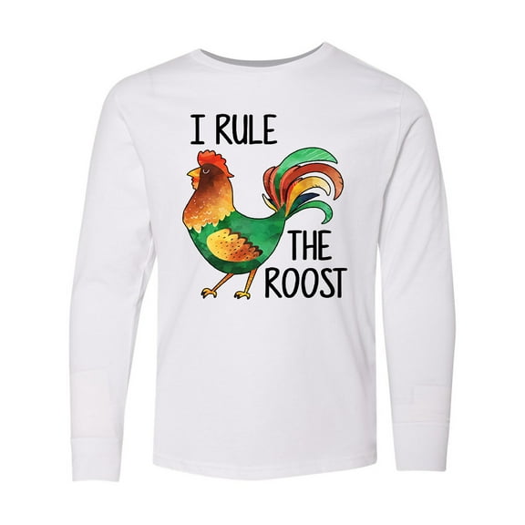Inktastic Farmer I Rule The Roost Rooster Long Sleeve Youth T-Shirt