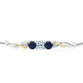 thumbnail image 2 of 925 Sterling Silver and 10K Yellow Gold Sky Blue Topaz Blue Sapphire and White Lab Grown Diamond Tennis Bracelet for Women (1.92 Cttw, Gemstone November Birthstone, Fully Adjustable up to 9 inch), 2 of 4