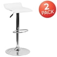 thumbnail image 4 of 2 Pk. Contemporary White Vinyl Adjustable Height Barstool with Solid Wave Seat and Chrome Base, 4 of 9