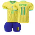 thumbnail image 1 of Maillot de Soccer Brésil Domicile NETMAR JR.10 RAPHINH 11 pour Garçons et Filles, 1 of 2
