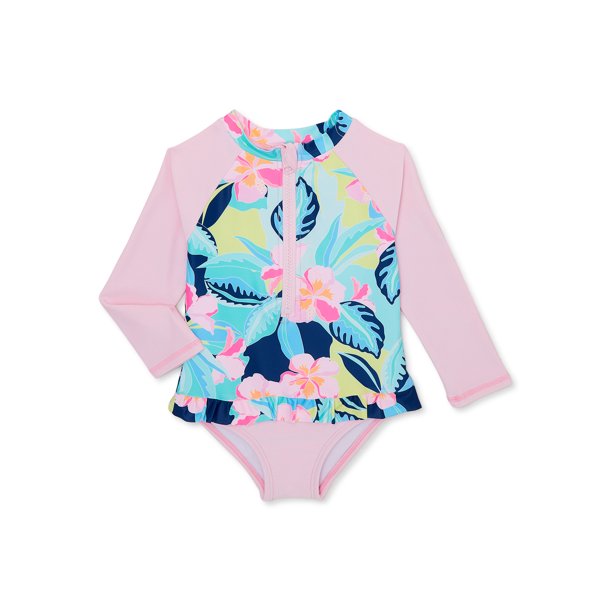 Shelloha Toddler Girl Long Sleeve OnePiece Swimsuit with UPF 50