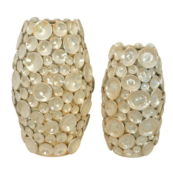 AFD Home Silver Shimora Shell Vases Set of 2