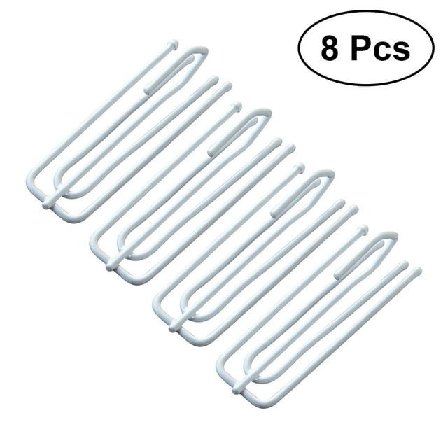 8 Pcs Crochets de Rideaux en Acier Inoxydable Double Métal Draperie Quatre Fourches Accessoires de Rideaux (Blanc)