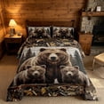 thumbnail image 2 of meiyoeat Rustic Woodland Bear King Size Comforter Sets, Vintage Wild Animal Bedding Comforter Set, Brown Beige, Black Reversible 3-Piece, 1 Comforter and 2 Pillowcases, 2 of 6