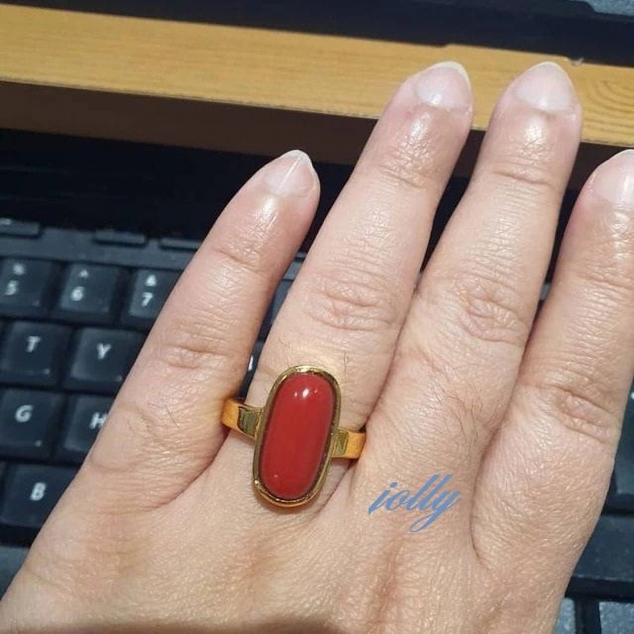 Buy CEYLONMINE Coral Munga Stone Original Certified Natural Gemstone Brass  Coral Gold Plated Ring Online at Best Prices in India - JioMart.