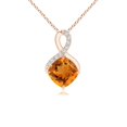 thumbnail image 1 of Angara Natural Citrine Necklace - Claw-Set Citrine Infinity Pendant with Diamonds in 14K Rose Gold for Women, 1 of 8