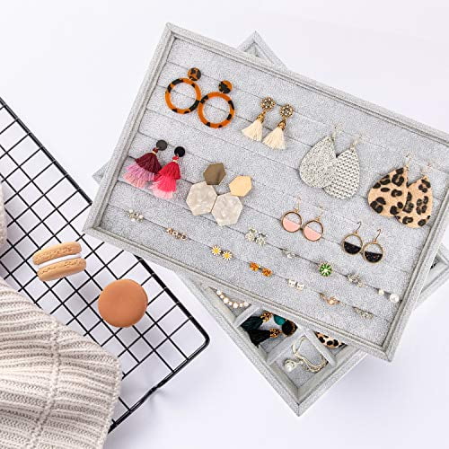 Mebbay Stackable Velvet Jewelry Trays Organizer Jewelry Storage