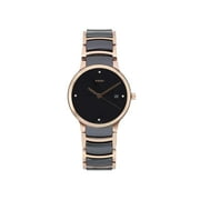 Rado Centrix Ceramic Rose Gold Steel Black Diamond Dial Quartz Watch R30554712