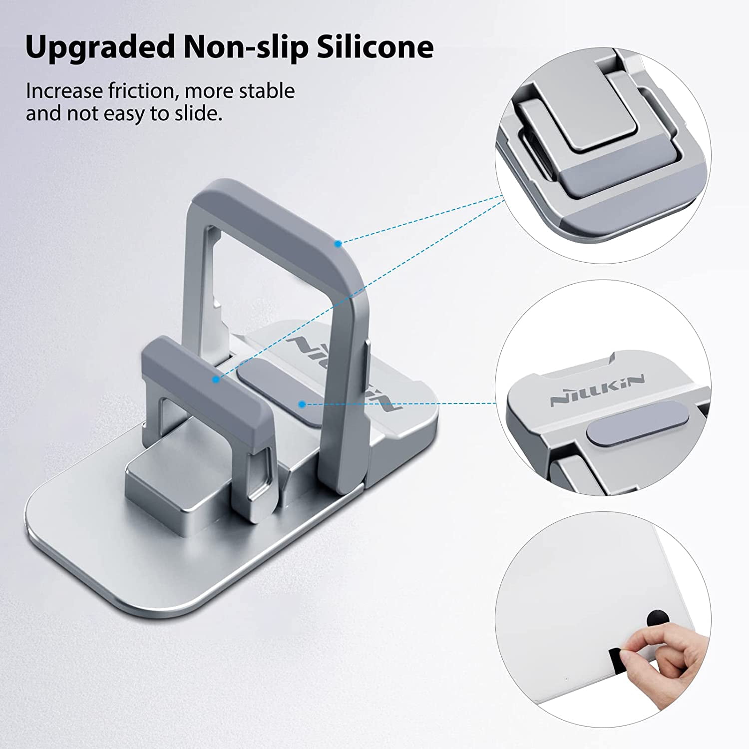 Portable Laptop Stand with 3 Adjustable Angles, Flip Keyboard Riser Feet for Most Keyboards, Computer Keyboard Stand for Desktop, MacBook, HP and Other 10-17 Inches Laptop Feet Riser, Silver