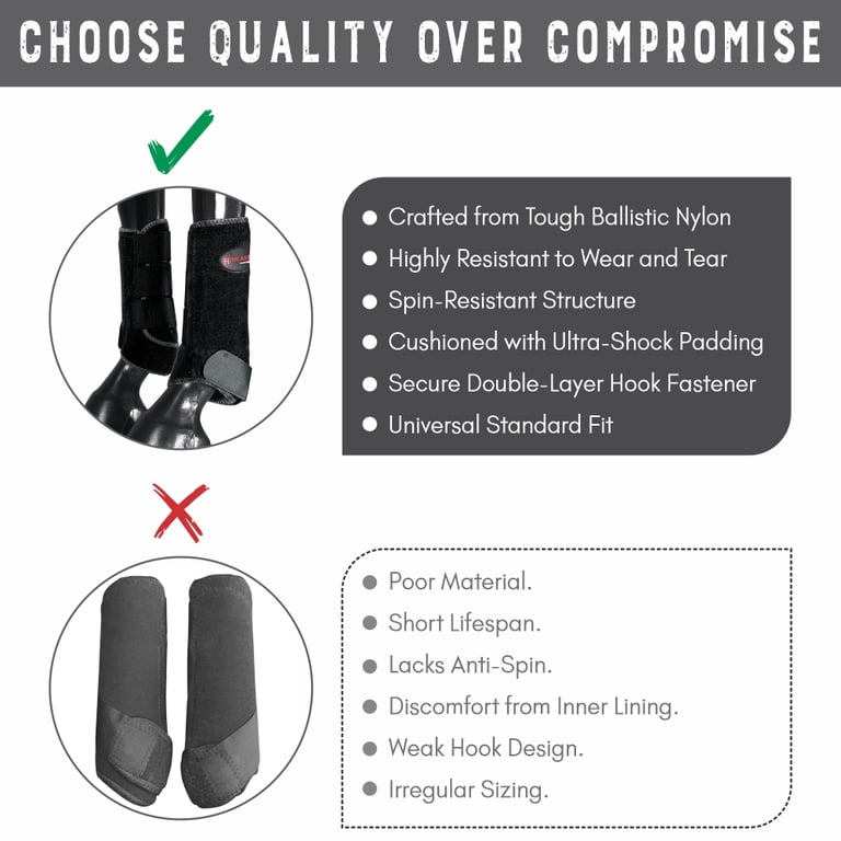 Lot De 4 Bottes De Sport Hilason Pour Cheval - Taille Moyen, Rouge, Protègent Les Jambes Avant/arrière