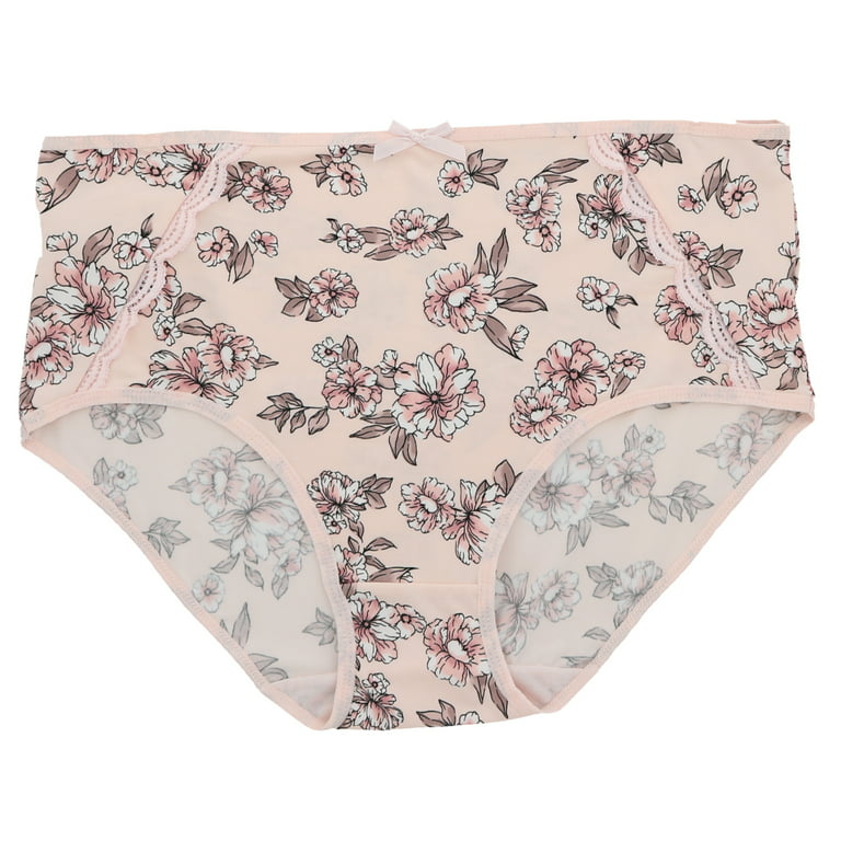 Delta Burke Intimates Women's Plus Size Sexy Classic High Rise Brief  Panties (5Pr) (X-Large, Pink Floral Dots)