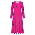 thumbnail image 3 of WXLWZYWL Womens Halloween Dress Plus Size Womens Dresses Fall 2024 Floral Printed Long Dress Long Sleeve Round Neck Sundress, 3 of 4
