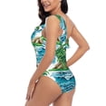 thumbnail image 4 of Picia Hawaii Palms Pattern Women's One Piece Swimsuits,One Shoulder Swimwear Asymmetric ,Ruffle Monokinis Bathing Suits,High Waisted Flattering Bathing Suits-Small, 4 of 8