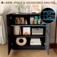 thumbnail image 3 of Sideboard Buffet Cabinet with Storage, Modern Accent Cabinet with Doors and Adjustable Shelve, 33 Wood Coffee Bar Cabinet for Kitchen, Entryway, Living Room, High Gloss Black, 3 of 7