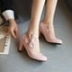 thumbnail image 4 of BRIGHTFUFU 1 par de zapatos de tacón alto con lazo para mujer, zapatos individuales de tacón grueso con boca ligera, 4 of 8
