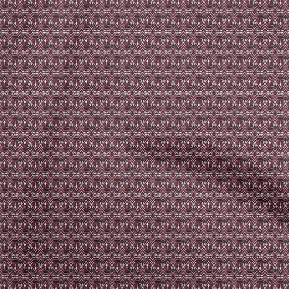 oneOone Cotton Cambric Maroon Fabric Tribal Quilting Supplies Print Sewing Fabric By The Yard 42 Inch Wide