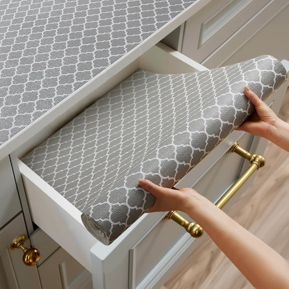 Shelf and Drawer Liner for Kitchen Cabinets 12 x 240 inch Non-Adhesive, Strong Grip Non-Slip (Gray)