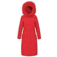 thumbnail image 2 of Sakmal Snow Winter Jackets for Women Zip Up Hooded Quilted Puffer Down Jackets Long Lightweight Overcoat Parka Red Coats for Women, 2 of 8